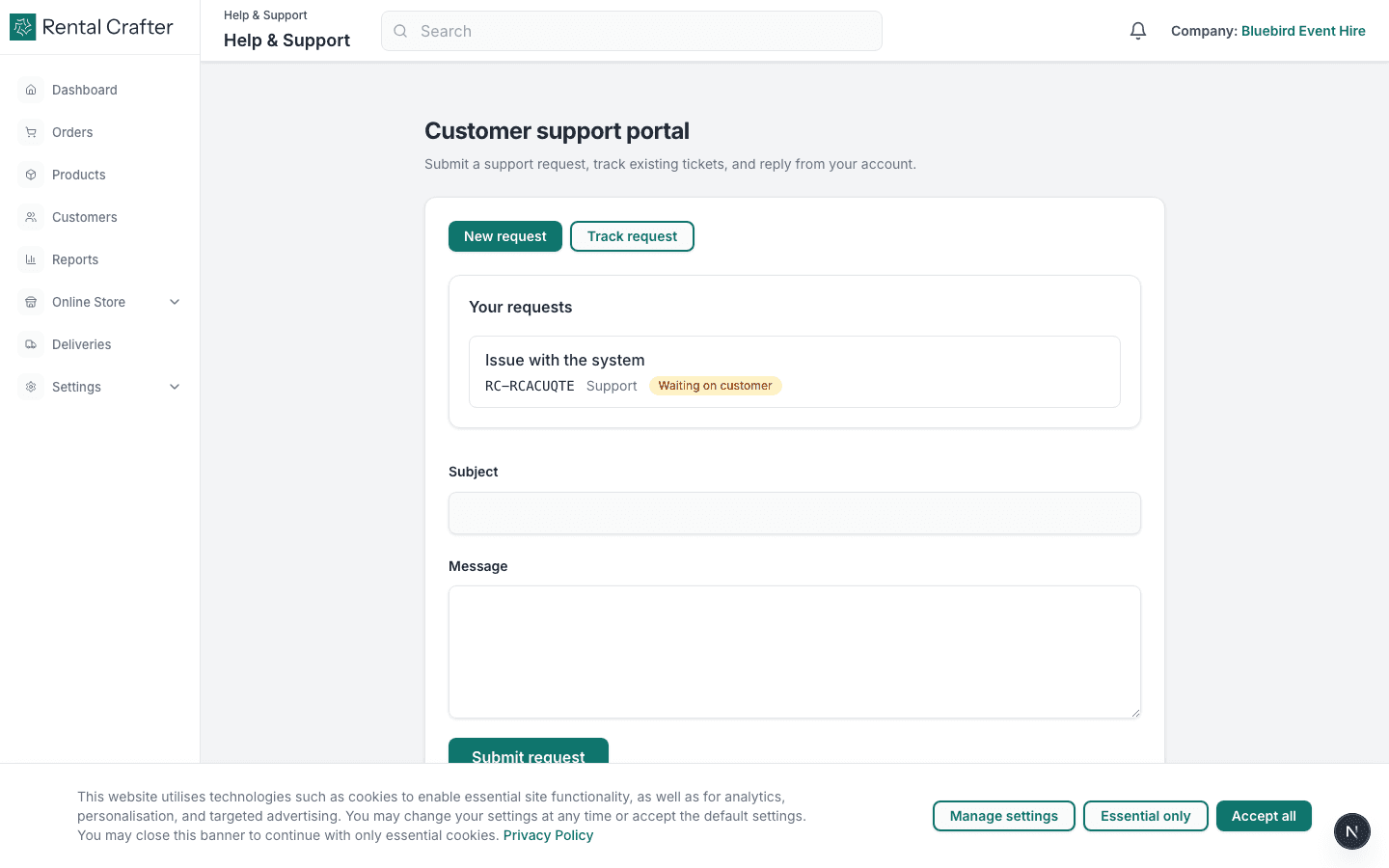 In-app help and support portal