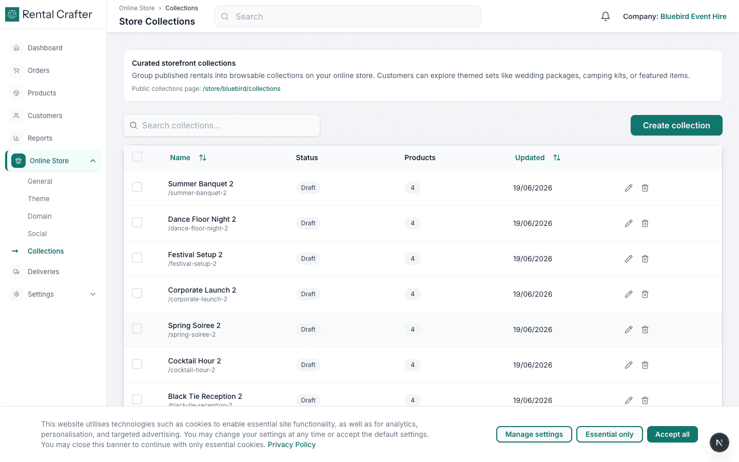 Store collections management