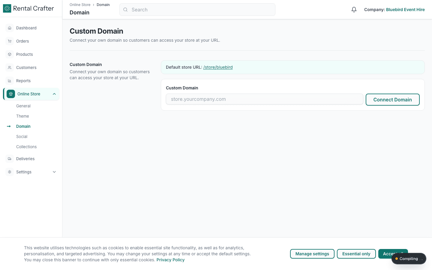 Custom domain settings