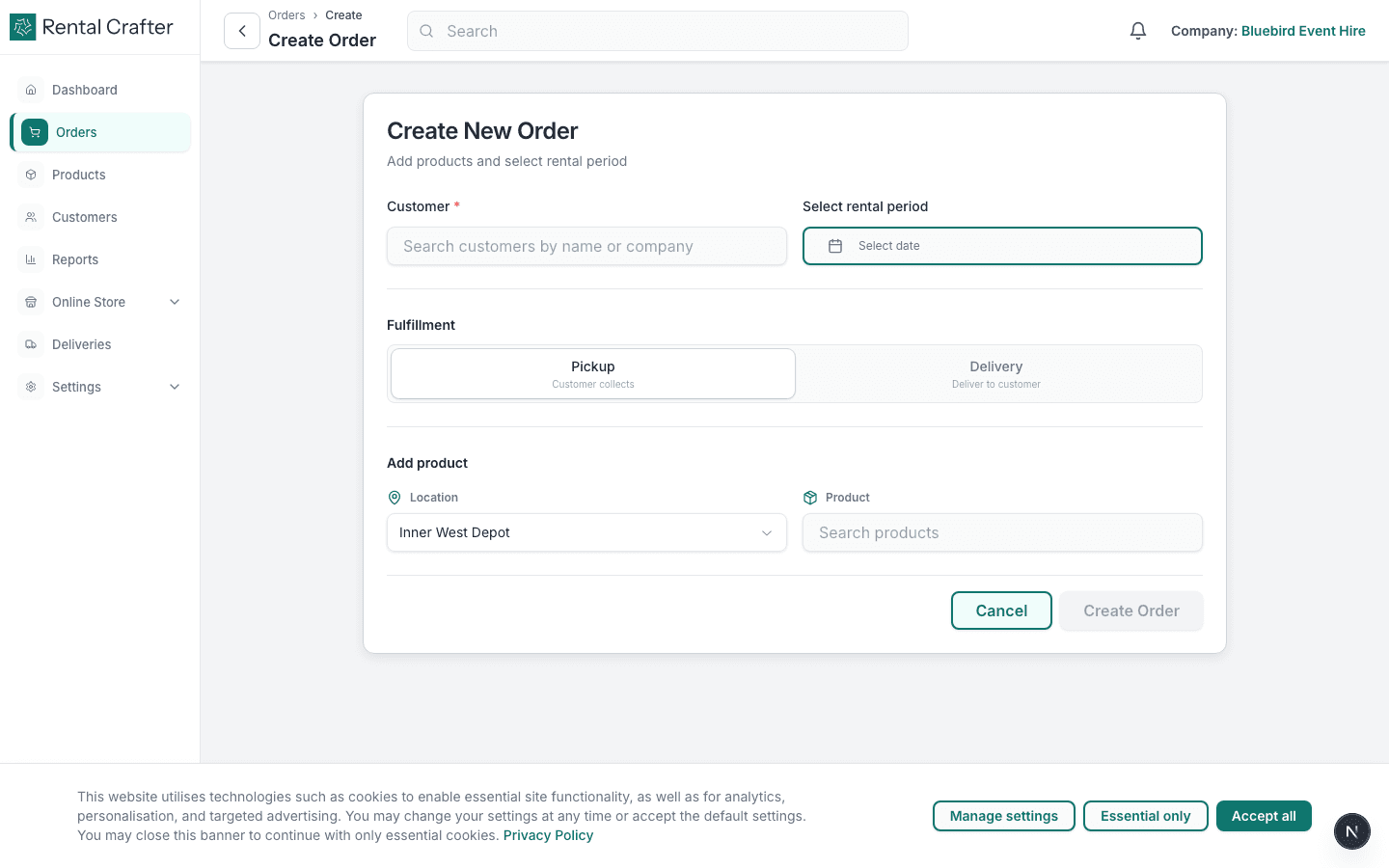 New order form