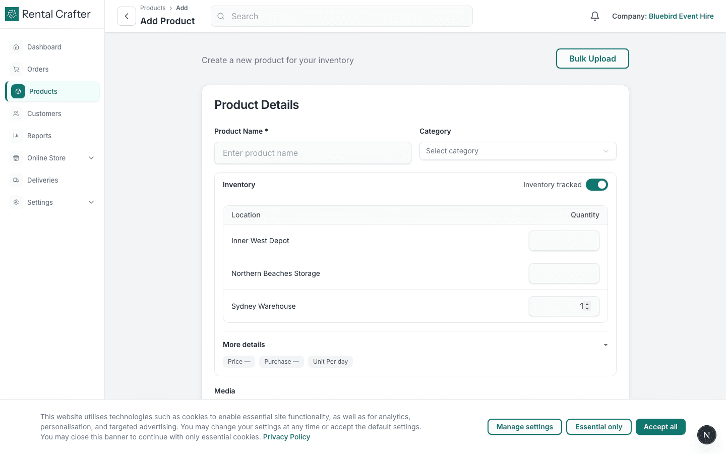 New product form